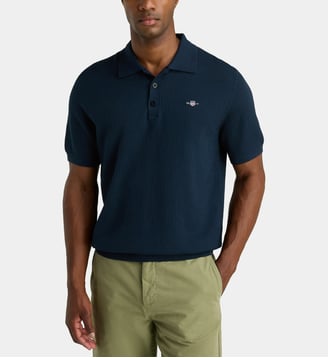 Polo logo signature en coton - Gant - Bleu marine