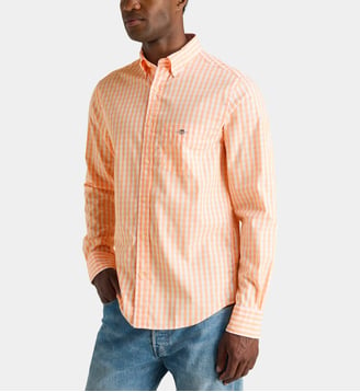 Chemise à carreaux Vichy en coton - Gant - Orange et rose