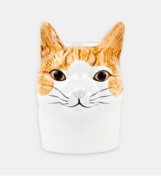 Pot décoratif - Chat Squash - Quail Designs - Beige et blanc