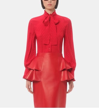 Chemise fluide à motif ton sur ton en soie - Valentino Garavani - Rouge