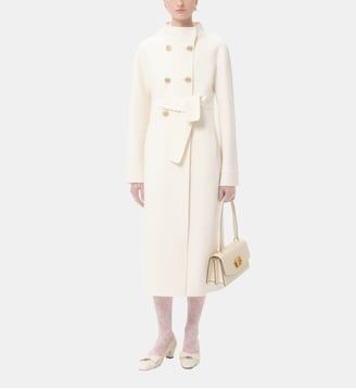 Manteau droit en laine et cachemire - Valentino Garavani - Crème
