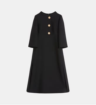 Robe mi-longue droite en laine et soie - Valentino Garavani - Noir