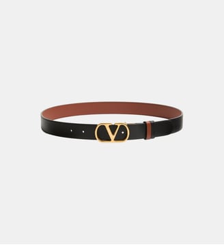 Ceinture classique réversible en cuir  - Valentino Garavani - Marron et noir