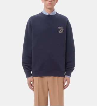 Sweat droit en coton signature - Valentino Garavani - Bleu marine