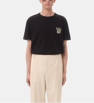 T-shirt droit en coton signature - Valentino Garavani - Noir