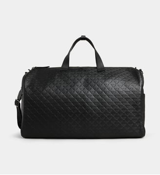 Sac de voyage logo en cuir - Emporio Armani - Noir