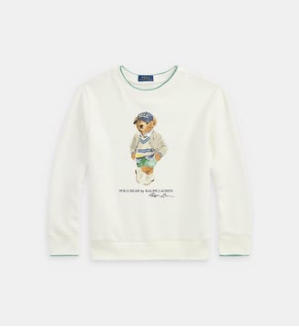 Sweat droit signature en coton mélangé  - Polo Ralph Lauren - Blanc et multicolore