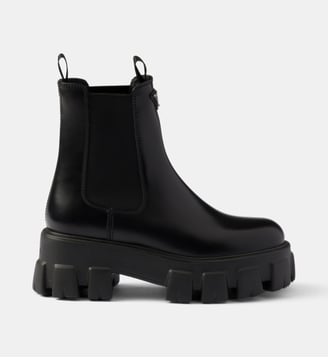 Bottines chelsea Monolith en cuir brossé - Prada - Noir