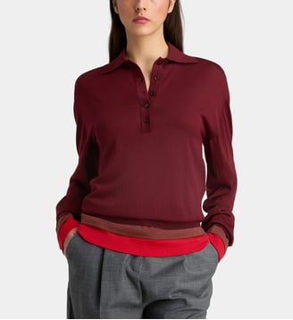 Polo en laine ajusté base t-shirts - Stella McCartney - Bordeaux et rouge