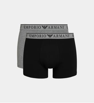 Lot de deux boxers signature en coton - Emporio Armani - Noir et gris