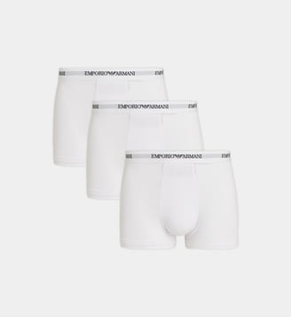 Lot 3 boxers stretch en coton - Emporio Armani - Blanc