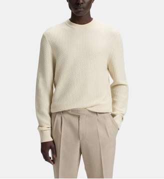 Pull modèle Imberto coton gaufré - BOSS - Blanc