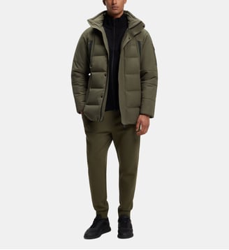 Parka déperlante en duvet col montant - BOSS - Open green