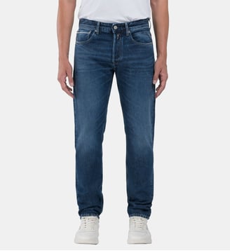 Jean droit en coton - Replay - Bleu foncé