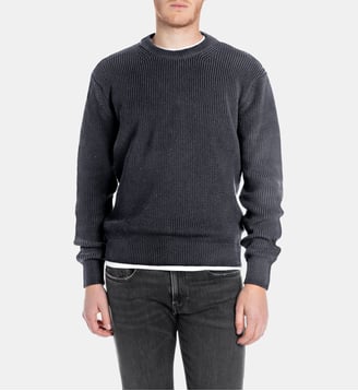 Pull droit en coton - Replay - Bleu marine