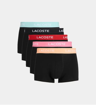 Lot de 5 boxers signature en coton - Lacoste - Noir et multicolore