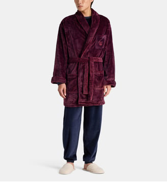Peignoir kimono court en polaire fantaisie - Mariner - Bleu et rouge