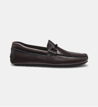 Mocassins en cuir avec garniture logotée - BOSS - Dark brown