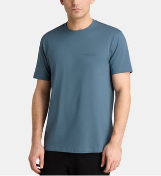 T-shirt droit Milano droit en coton - Armani Exchange - Bleu moyen