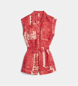 Combishort Lucky en coton à motif cachemire - Zimmermann - Rouge