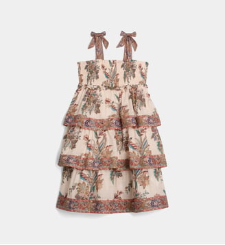Robe Rhiannon fleurie à volants en coton - Zimmermann - Rose clair