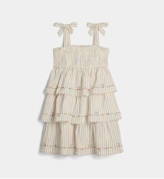 Robe Rhiannon rayée à volants en coton - Zimmermann - Blanc multicolore