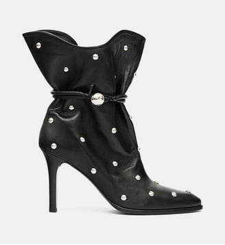 Bottines à talons Lolya en cuir - Isabel Marant - Noir et argent