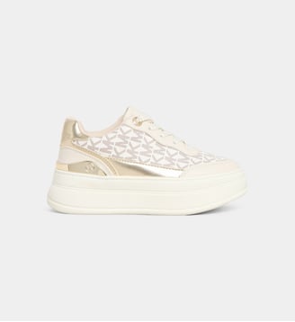 Baskets basses Hayes finition brillante et monogrammes  - Michael Kors - Vanille