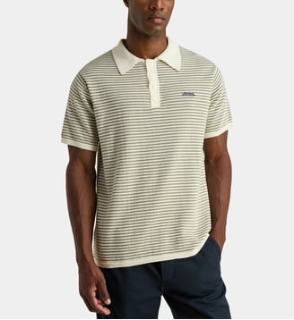 Polo à rayures en coton - Maison Labiche - Écru et vert
