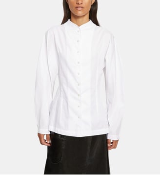 Chemise Charlène droite en coton col rond - Roseanna - Blanc