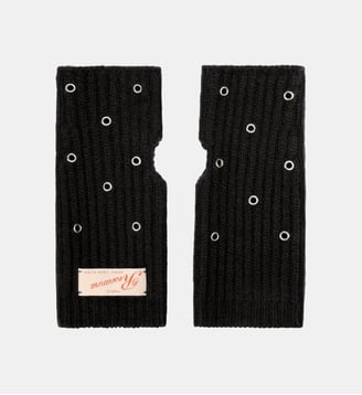 Gants mitaine en laine à œillets - Roseanna - Navy