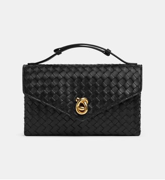 Sac à main Knot Lock en cuir tressé - Bottega Veneta - Noir