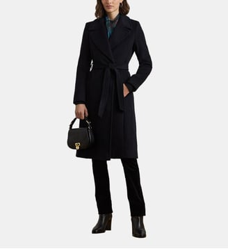 Manteau mi-long en laine  - Lauren Ralph Lauren - Bleu marine