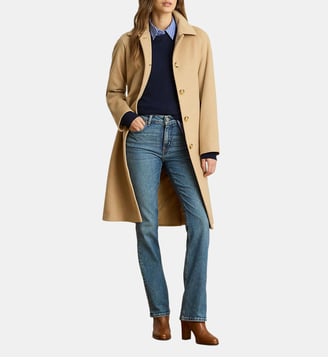 Manteau mi-long en laine brossée - Lauren Ralph Lauren - Camel