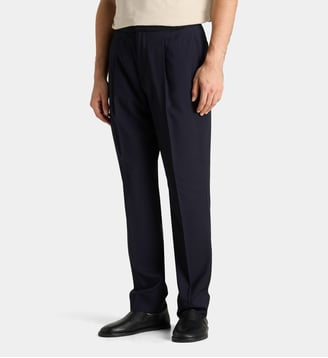 Pantalon de costume Drew à pinces en laine vierge - Officine Générale - Bleu marine