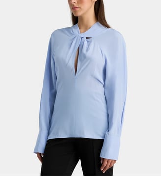Top Twist à manches longues en soie - Victoria Beckham - Parme