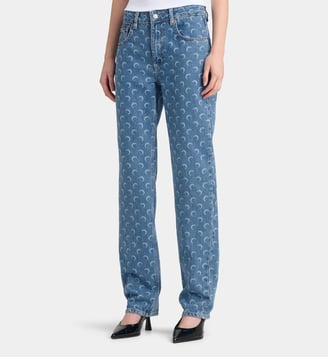 Jean Moon Laser droit en coton - Marine Serre - Bleu clair