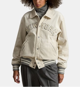 Blouson Baseball droit en coton velours côtelé - Polo Ralph Lauren - Beige