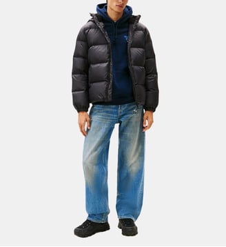 Doudoune à capuche matelassée Essential Down droite signature - Tommy Hilfiger - Noir