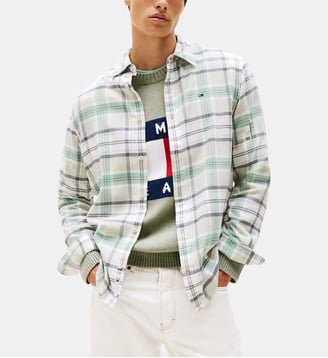 Chemise droite à carreaux signature - Tommy Hilfiger - Blanc et vert