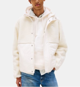 Blouson ample Teddy bi-matière - Tommy Hilfiger - Écru
