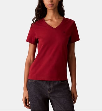 T-shirt col V - Calvin Klein - Bordeaux moyen