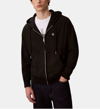 Sweat droit zippé capuche - Calvin Klein - Noir