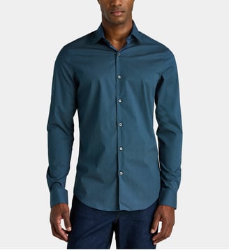 Chemise ajustée en coton à motif géométrique - Calvin Klein - Bleu foncé