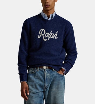 Pull droit en laine mélangée - Polo Ralph Lauren - Bleu marine