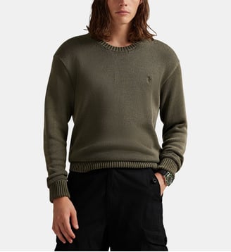 Pull droit en coton signature - Polo Ralph Lauren - Kaki