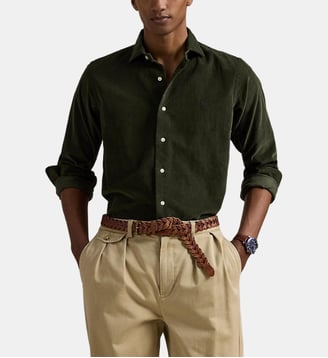 Chemise droite en coton signature - Polo Ralph Lauren - Kaki foncé