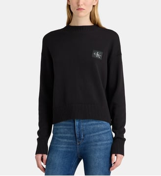 Pull en coton patch signature - Calvin Klein - Noir