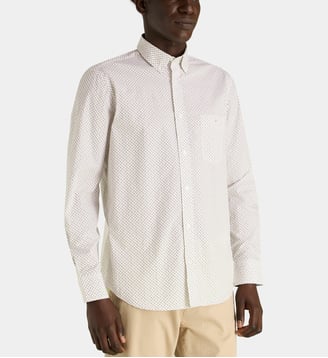 Chemise fantaisie en coton - Eden Park - Blanc et bleu