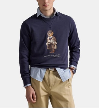 Sweat droit signature en coton mélangé  - Polo Ralph Lauren - Bleu foncé